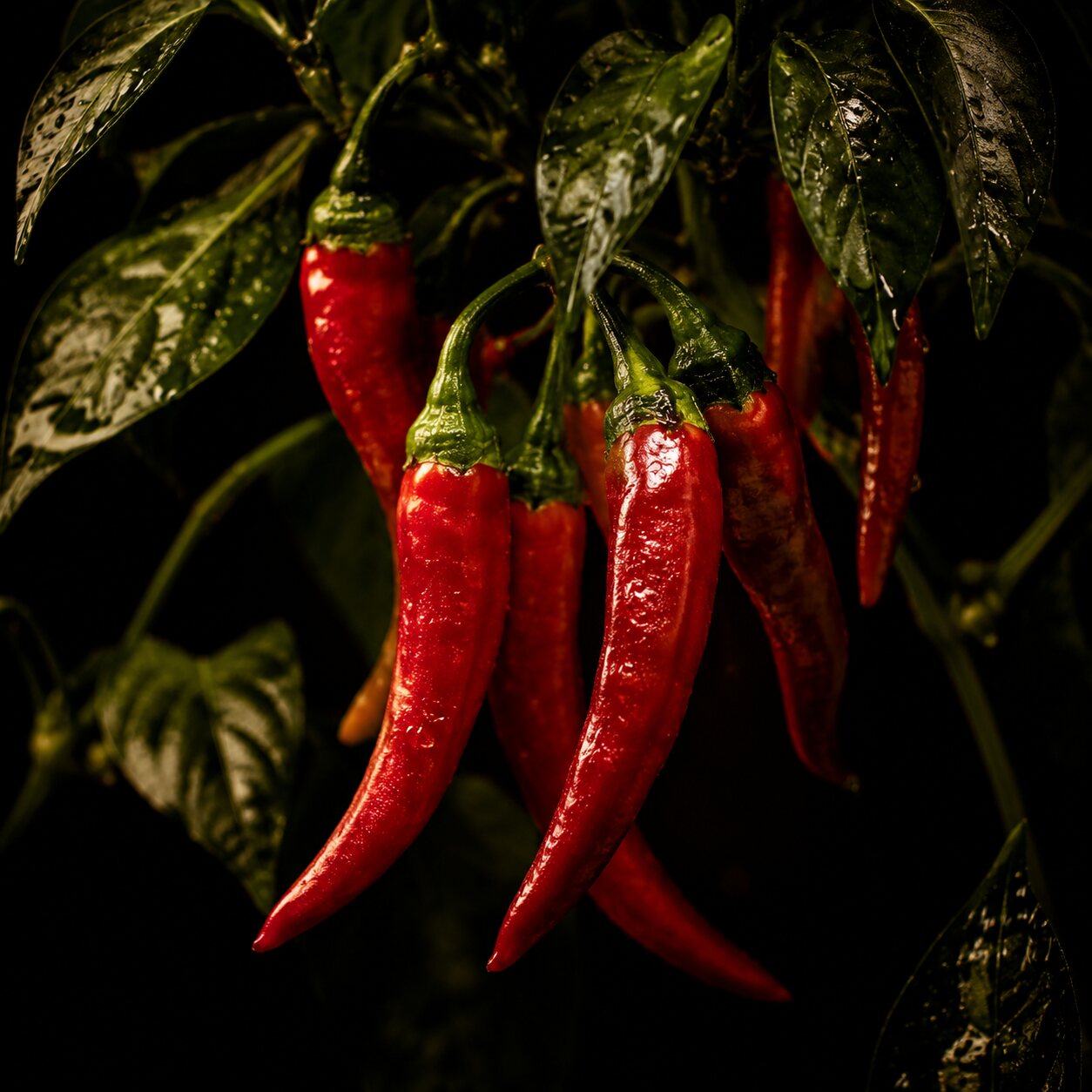 Mogna röda chilifrukter
